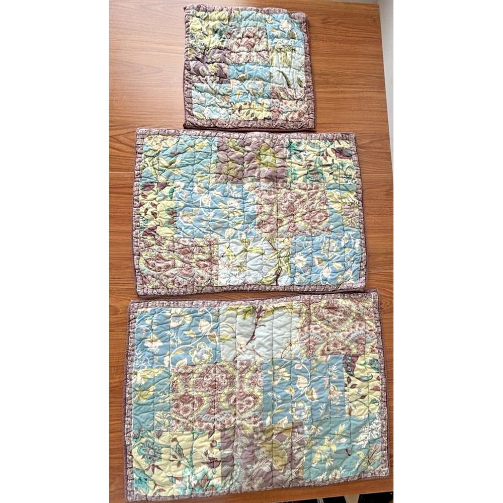 Vtg Company Store Emilie King Quilt Set Boho Patchwork Floral 2 Shams & Throw - Picture 5 of 8